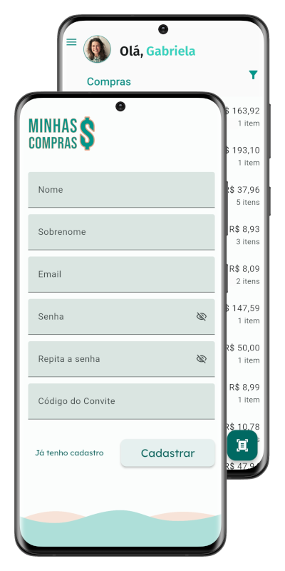 Mockup do aplicativo Minhas Compras